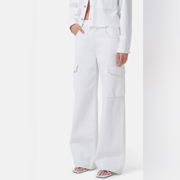 Agolde Pants - AGOLDE Minka High - Waisted White Wide-Leg Cargo Pants